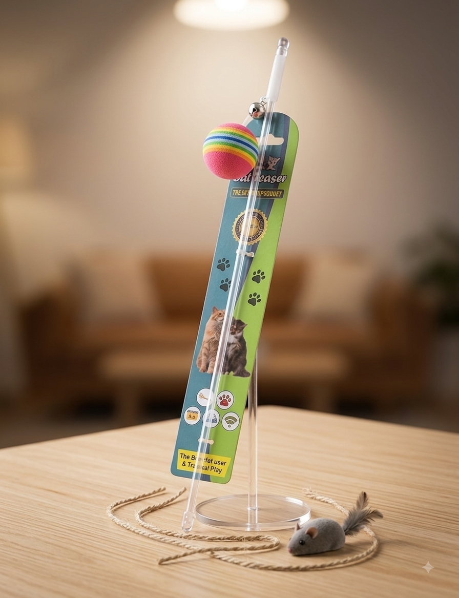 Rainbow Ball Cat Teaser Stick
