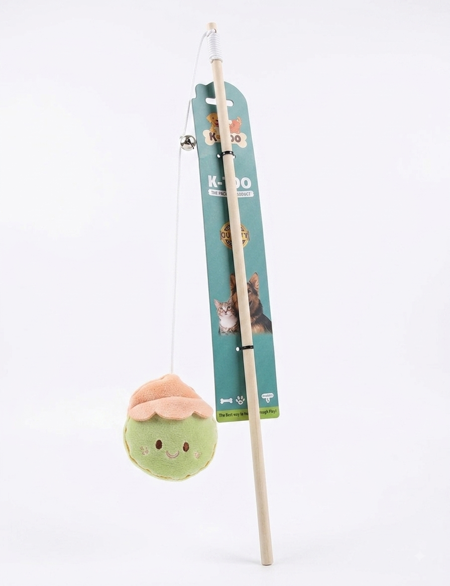 Flower Puff Cat Teaser Stick