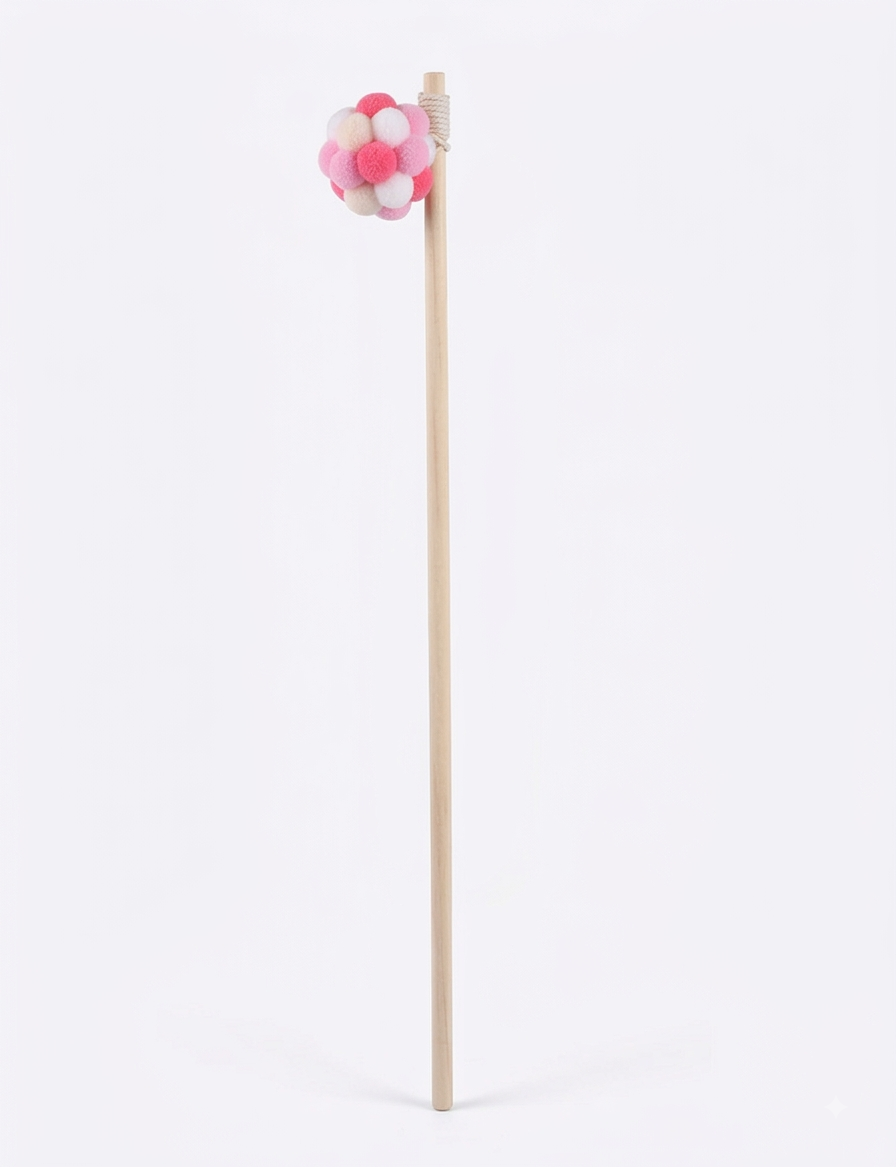 Pom-Pom Play Cat Teaser Stick